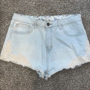 High waisted jean shorts